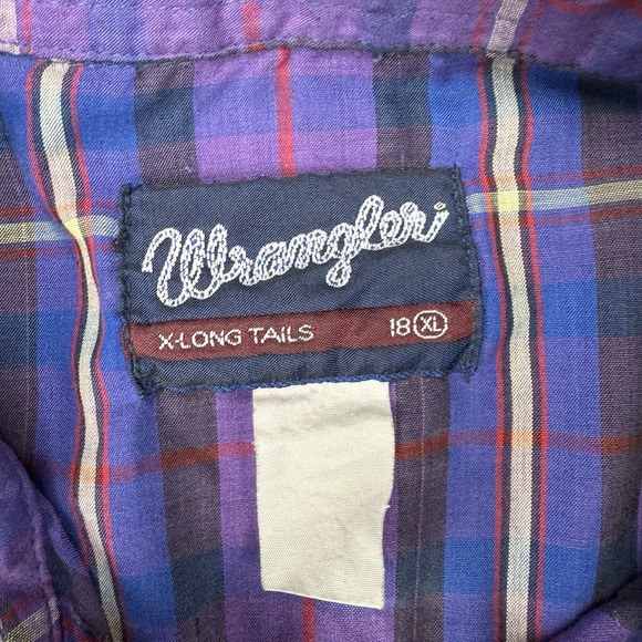 Vtg Wrangler Plaid Western Pearl Snap Shirt Mens XL XLong Tails Short Sleeve - Picture 3 of 9